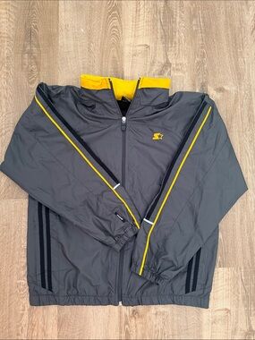 STARTER Kids Charcoal Gray Track Jacket with Yellow Trim